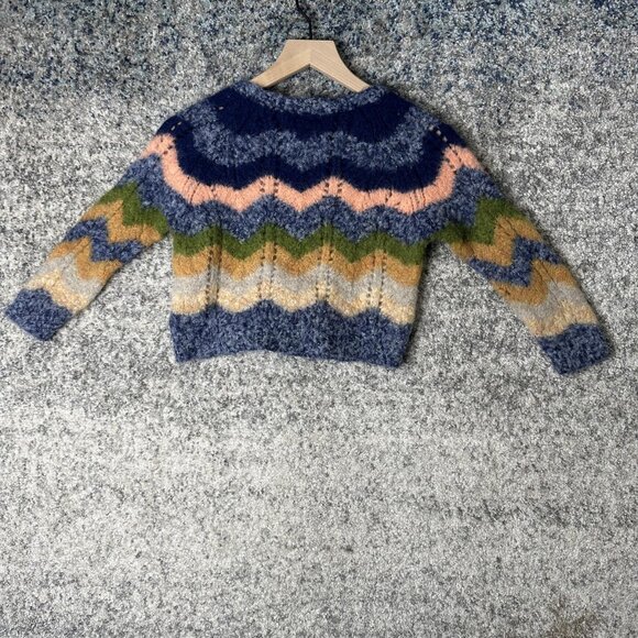 Mother Sweater Womens Small Multicolor Caraveli Alpaca Blend Herringbone Stripe - Picture 7 of 7